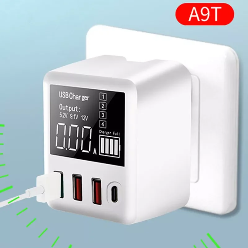 

2022/ LED Display QC3.0 USB Charger 30W Quick Charge Wall Travel Mobile Phone Adapter EU US UK Multi USB Charging Station For iP