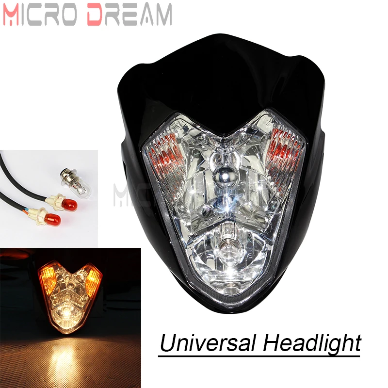 

Motorcycle Headlight for Kawasaki ZX Honda Suzuki Yamaha GSXR CBR CB YZ Fazer Dirt Bikes Hi/Lo Beam Universal Headlamp 12v 18w