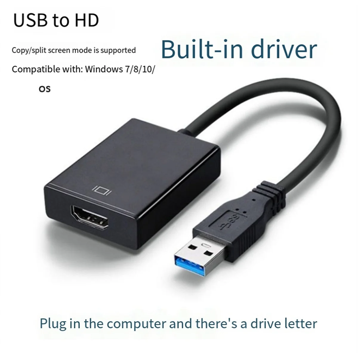 Многофункциональный удобный HD 1080P АудиоВидео компьютерный драйвер USB к HDMI-совместимый конвертер, белый (art.: 3920c84fc2d83) - 3920c84fc2d83