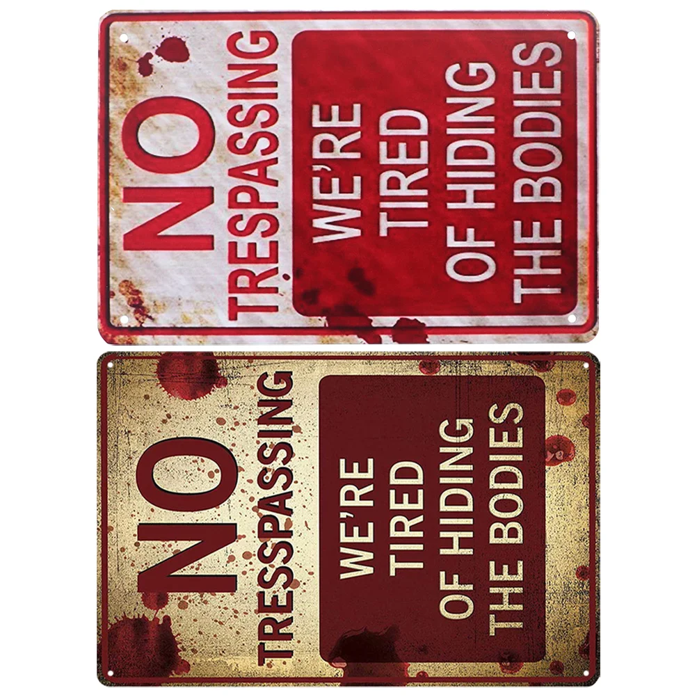 

2 Pcs Pendant No Trespassing Sign Decorate Garden Warning Signs Outdoor Private Property Iron Caution