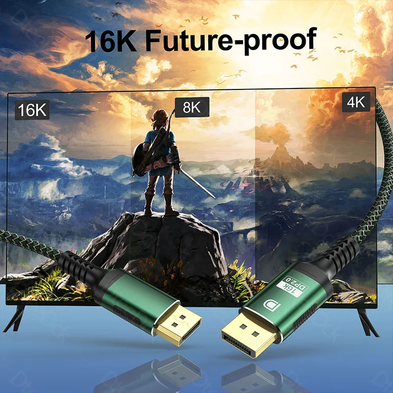 

DeetDck 16K DisplayPort 2.0 Cable 16K@30HZ 80Gbps HDR 3D DP to DP For Video Gaming Monitor Graphics Card PC Projection Laptop