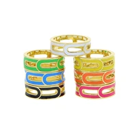 7 colors neon enamel paper clip chainengagement band ring 2022 spring summer new fashion women finger jewelry
