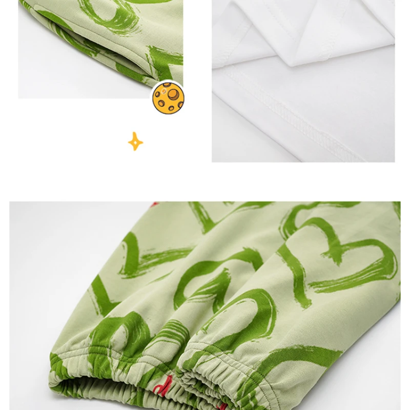 Women's Spring and Summer Pajamas Cotton Long-sleeved Trousers Round Neck Sleepwear Sweet Princess Style Home Suit Loungewear