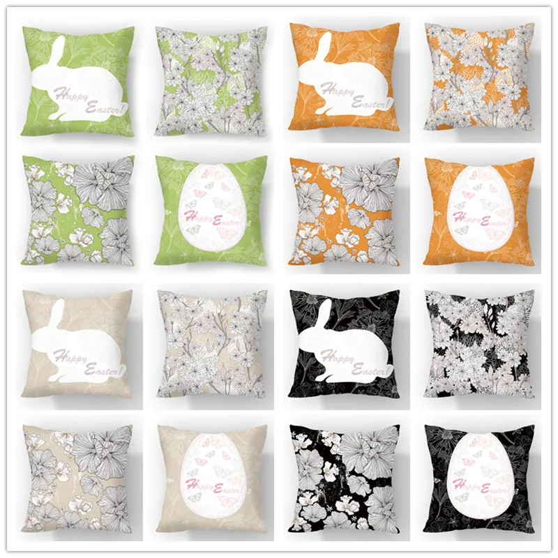 

Easter Bunny Pillowcase 45x45cm Rabbits Pillow Cover Spring Easter Decoration 2023 Easter Eggs Cushion Cover Party Decoration