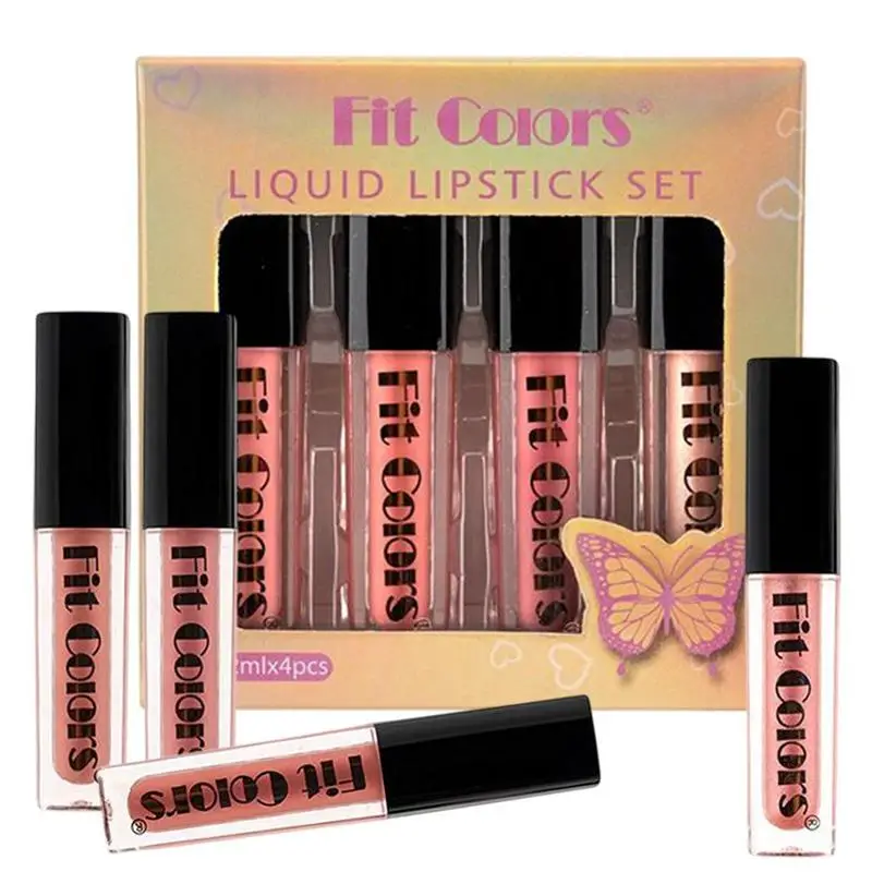 Набор матовых жидких помад 2 мл 4 шт. набор антипригарных увлажняющих Женская