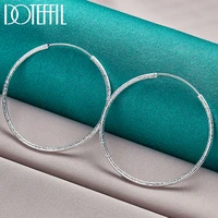 doteffil 925 sterling silver matte round circle 5060mm hoop earring for woman wedding engagement party fashion charm jewelry