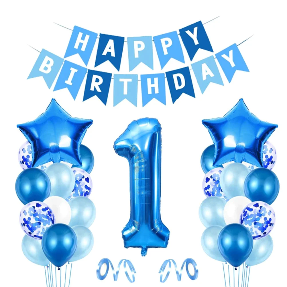 

1 Set Birthday Balloons Banner Number Aluminum Foil Balloon