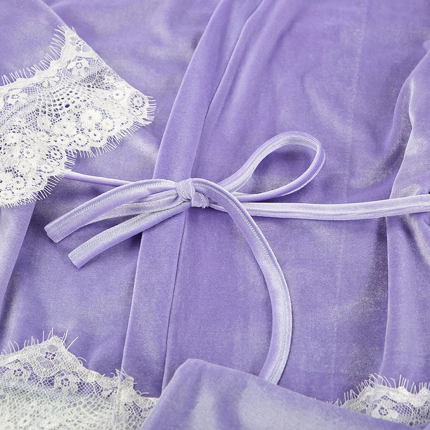 Designer Luxury Pyjamas Women Two Piece Set Lace Velvet Sleepwear Loungewear Winter Pjs Women Set