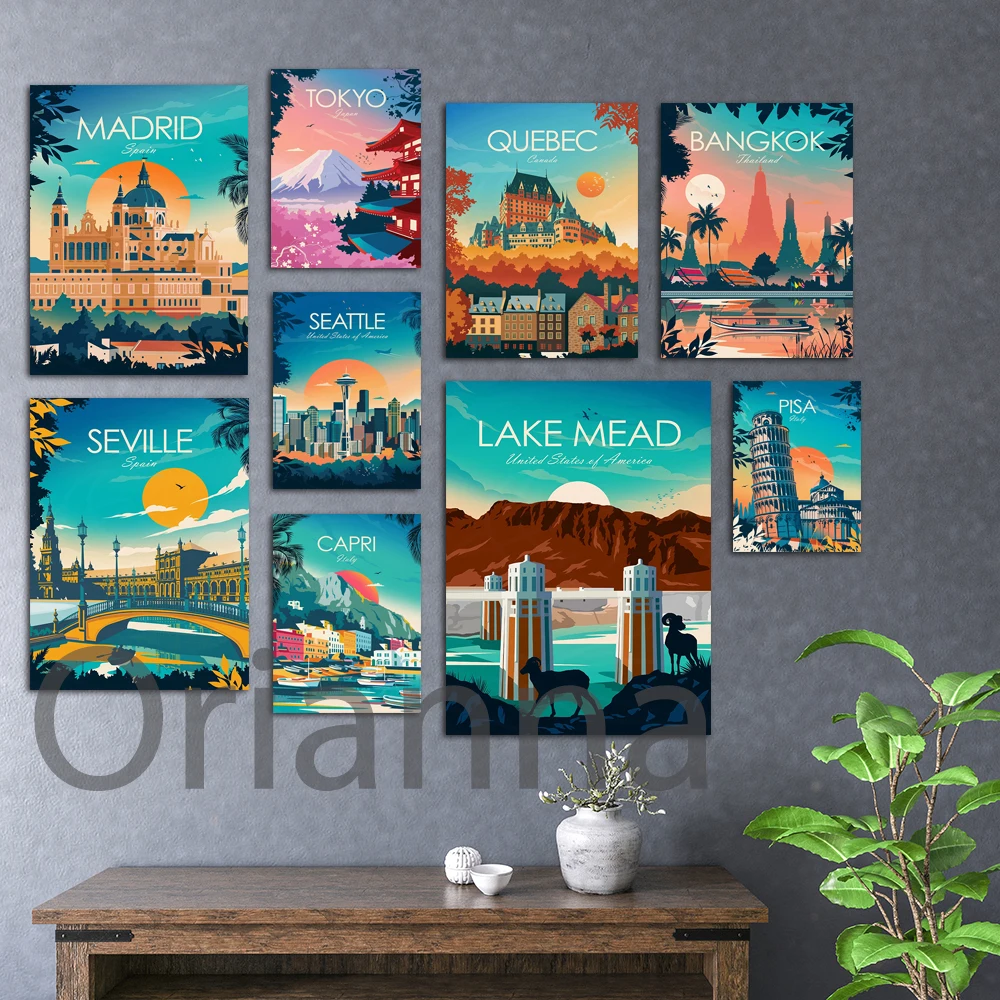 Плакат Остин, Техас, Краков, Квебек, Токио, Коста-Рика, Художественная печать, дорожная печать, Постер для путешествий, настенная Картина на холсте, домашний декор