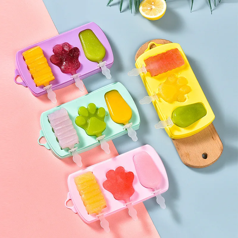 

Cartoon Silicone Ice Cream Mold Homemade Popsicle Ice Cream Box DIY Dessert Mold Ice Cube Tray Ice Pop Maker with Cover and Rod