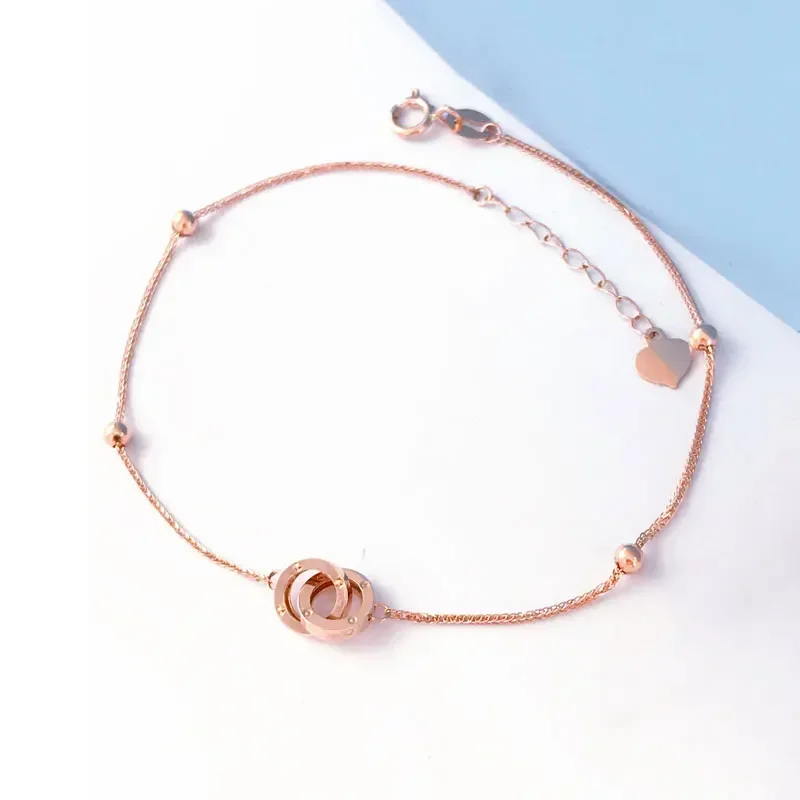 Подвое кольцо из розового золота 585 пробы с покрытием 14 карат браслеты-цепочки