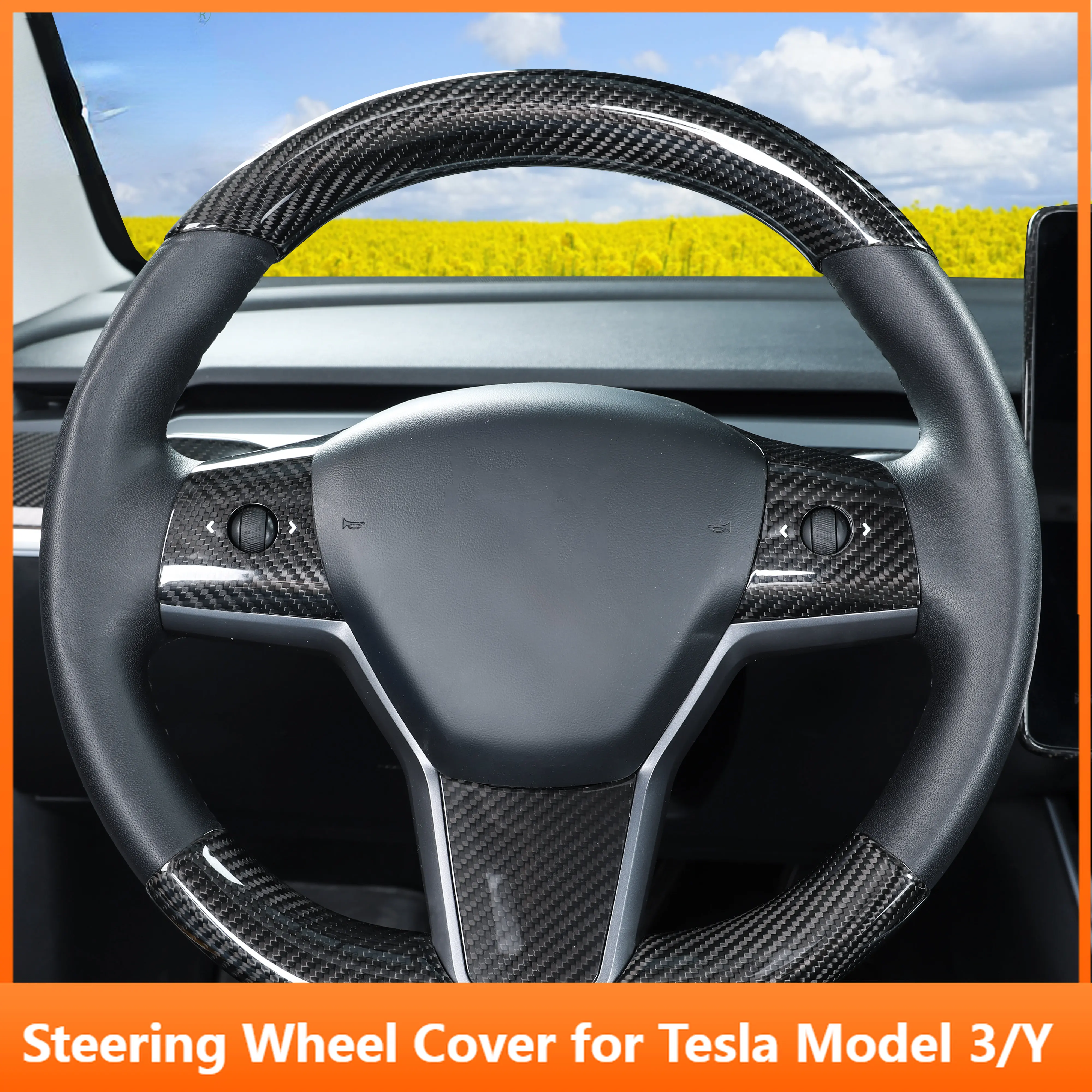 

Чехол на руль из углеродного волокна для Tesla Model 3/Y, защелкивающийся усилитель руля, аксессуары для модификации интерьера