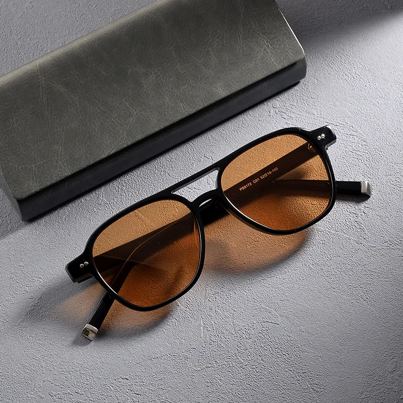 Двойные квадратные солнцезащитные очки для мужчин дизайнерские в ацетатной