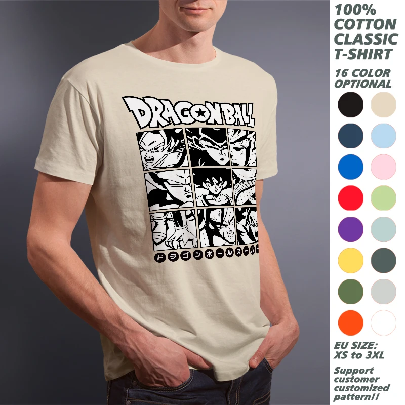 

Dragon Ball Goku Vegeta Printed T Shirt for Men Women Cotton Casual 16 Color Short Sleeve T-shirts Y2K Unisex Summer Clothing