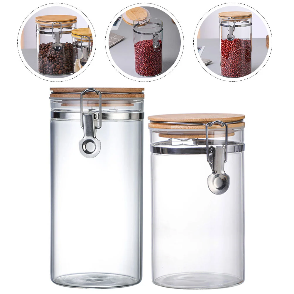 

2Pcs Kitchen Grain Storage Jars Cereals Sealed Storage Jars Household Storage Canisters