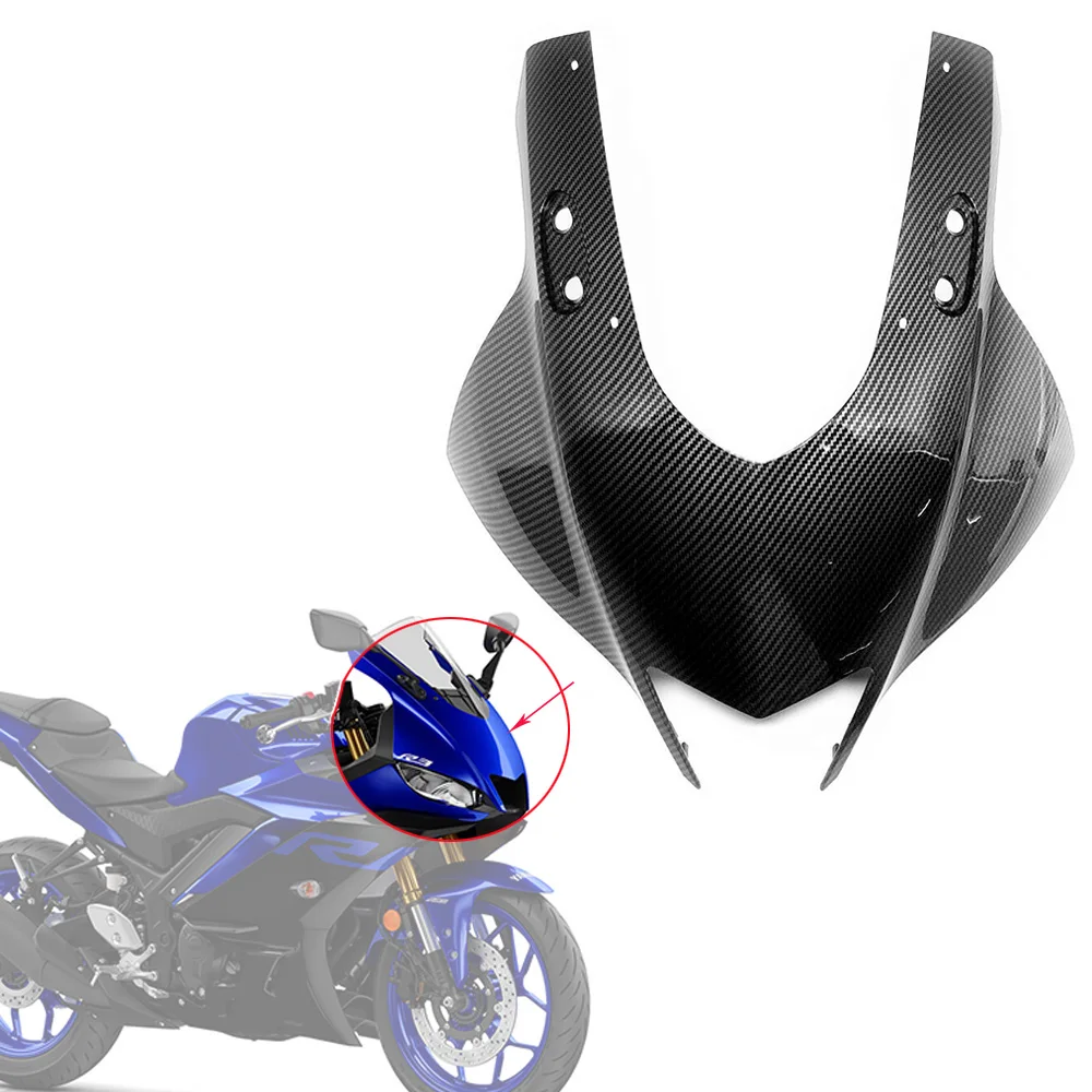 

For YAMAHA YZF R3 R25 YZFR3 YZFR25 2019-2022 Motorcycle Carbon Fiber Front Headlight Fairing Panel Cover Nose Shell Housing Cowl