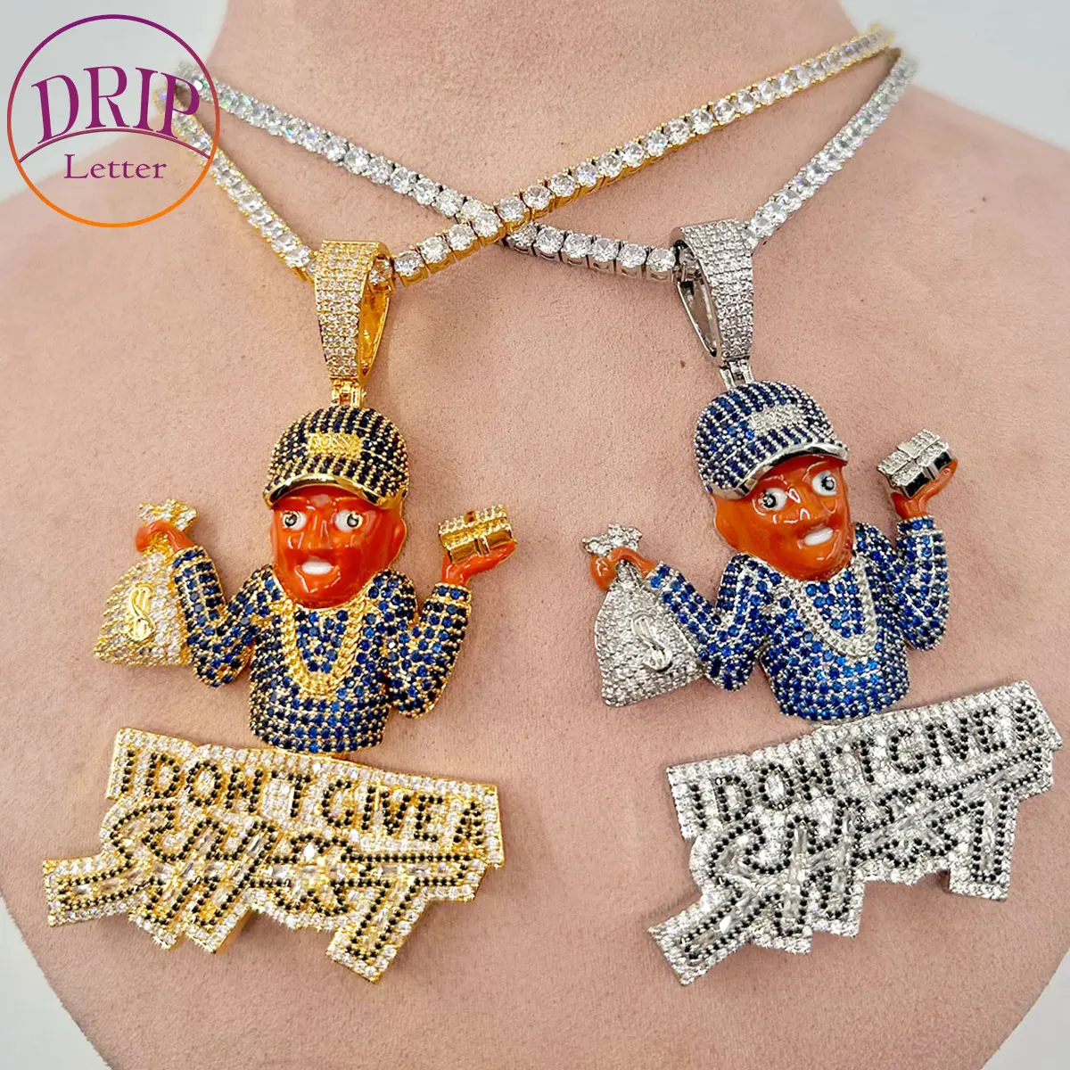 

Out Pendant for Men I Don’t Give Necklace Prong Charm Real Gold Plated Hip Hop Fashion Jewelry