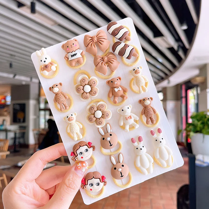 

20 шт., Детские эластичные резинки для волос, с мультяшным принтом