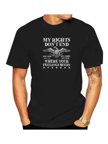 Мужская хлопковая футболка с надписью «My Right Don't End Why Your Feeling Start»