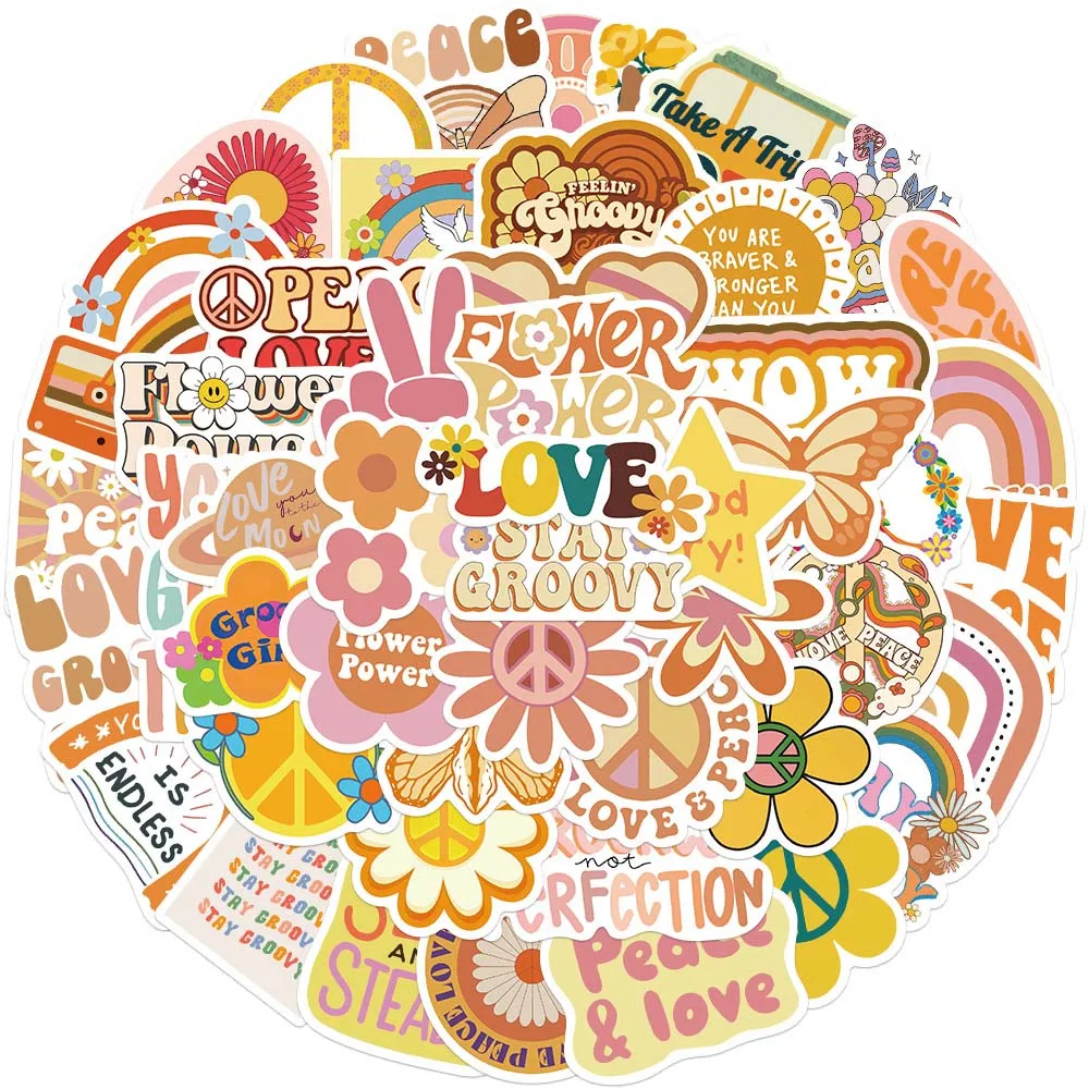 

10/50 Pcs Boho Style Hippie DIY Waterproof Graffiti Sticker Backpack Scrapbooking Notebook Pencil Guitar Case Decoration Decals