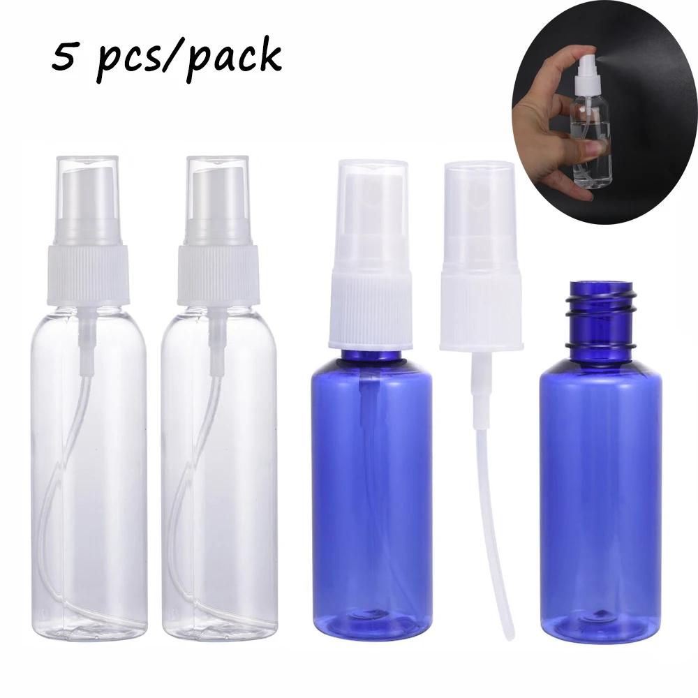 Botella de plÃ¡stico transparente con pulverizador, botella de viaje portÃ¡til de 30/60ML, transparente, para maquillaje y belleza, rellenable, embotellado de Perfume, 5 unids/paquete