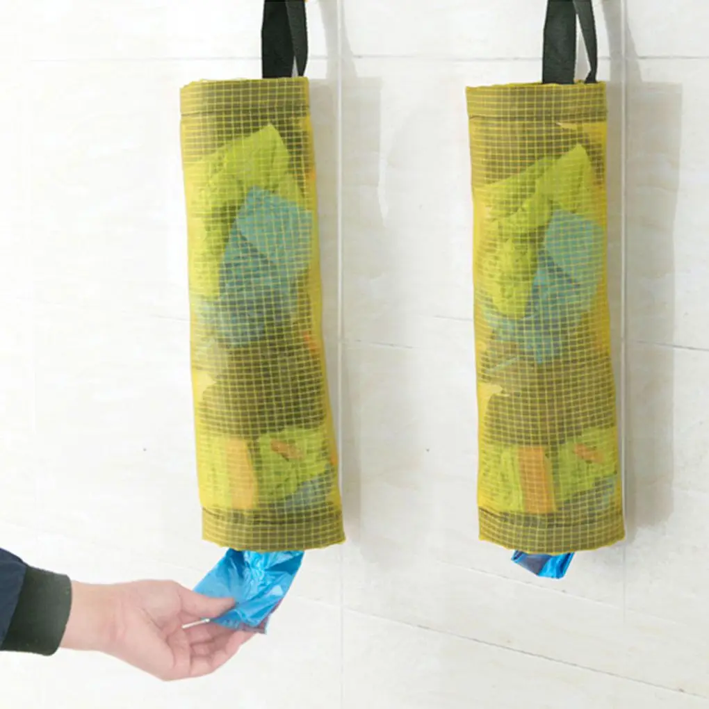 

1pc Home Grocery Bag Holder Wall Mount Plastic Bag Holder Dispenser Hanging Storage Trash Garbage Bag Kitchen Garbage Organizer