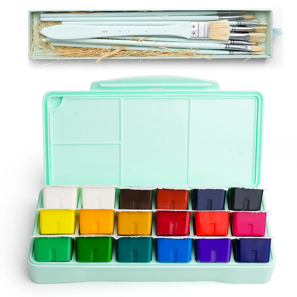

18 Colors Paint Set 30ml Portable Case with Palette for Artists Students Beginners Non-Toxic