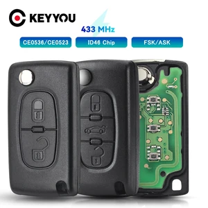 KEYYOU 2/3 Buttons Filp Car Remote Key 433MHz For CITROEN C1 C2 C3 C4 C5 Berlingo Picasso For Peugeo