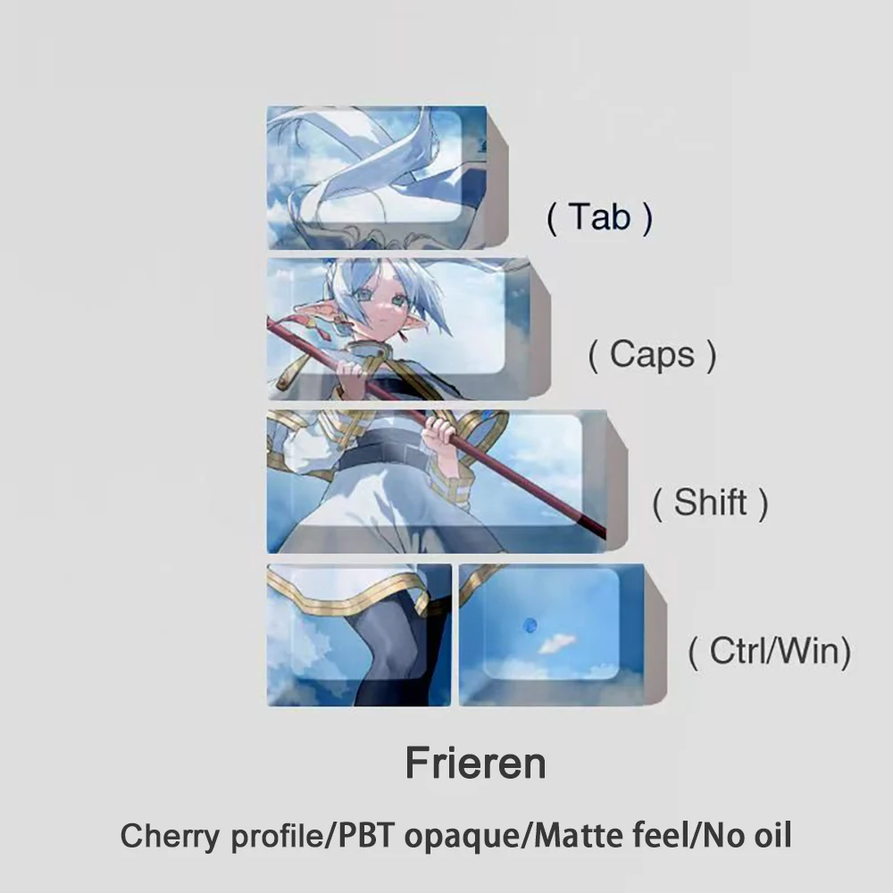 Фото Колпачки для клавиш VALORANT Frieren Sword Art Online, колпачки для ключей Tab Shift Ctrl Win, колпачки для клавиш Elaina Cherry Profile PBT Dye Subbed Anime №4
