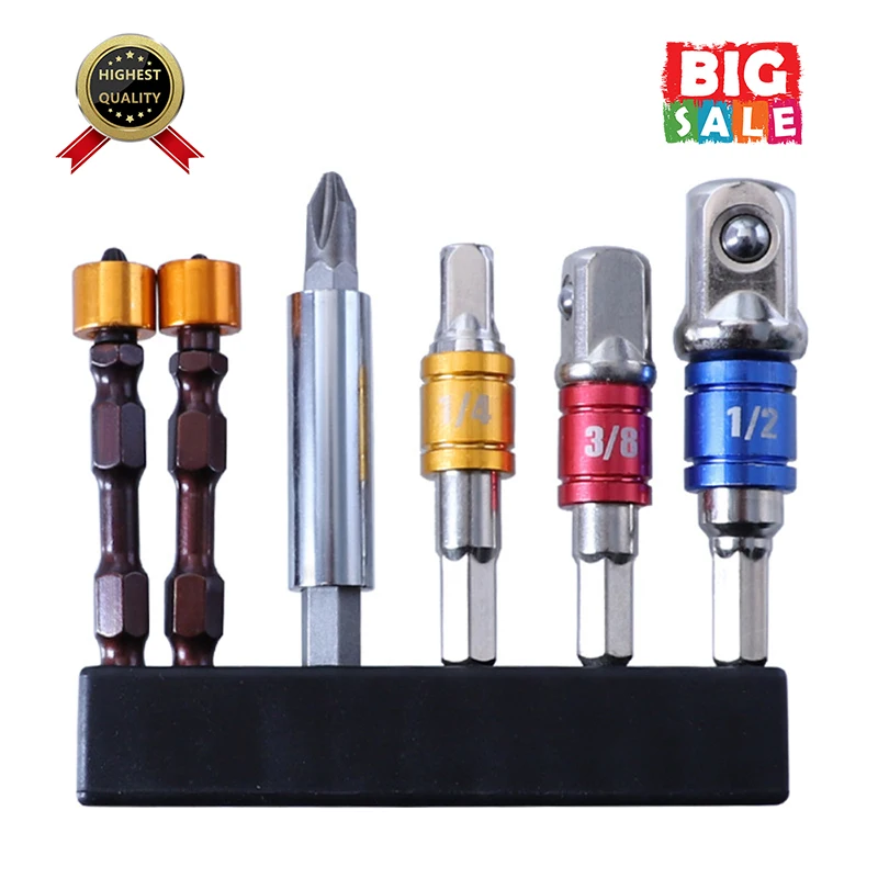 

3PCS Drill Socket Adapter Converter For Impact Driver With Hex Shank To Square Socket Drill Bits Bar Extension Set 1/2 1/4 3/8