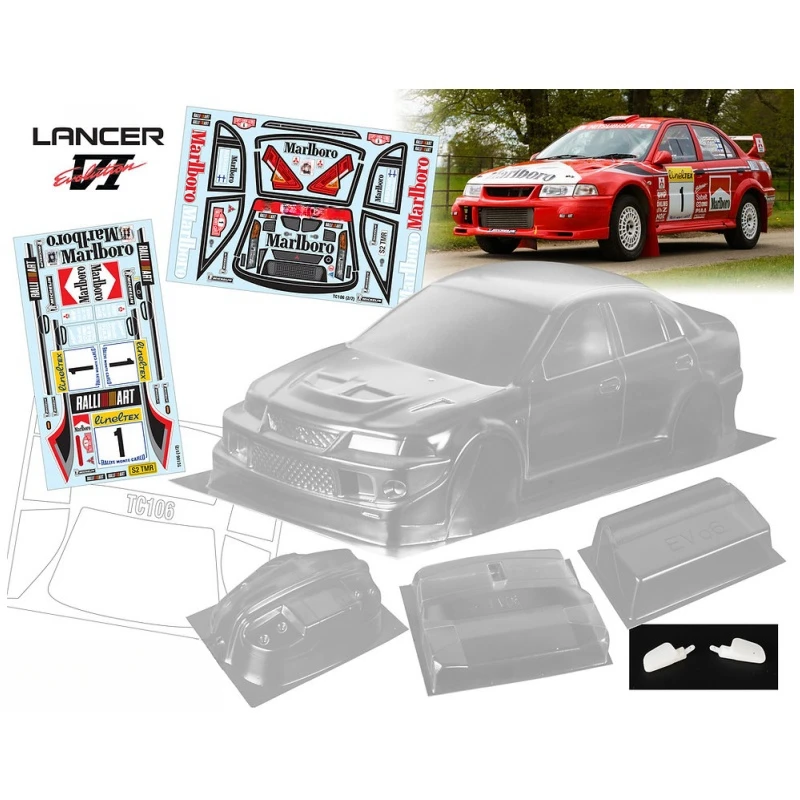 Lancer Evolution 6 1/10 rc. Корпус 190 мм Раллийный корпус Шасси 257 Tamiya tt02. Чехол для корпуса tamiya