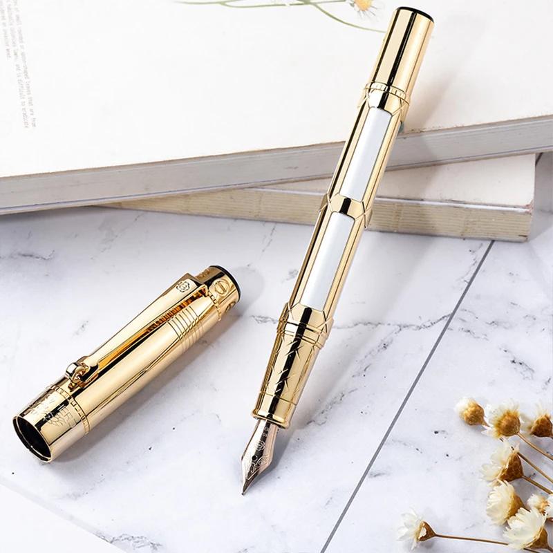 

10K gold pen adult men's calligraphy business office high-end gift metal beadable ink pens Hero 2065 fountain pen