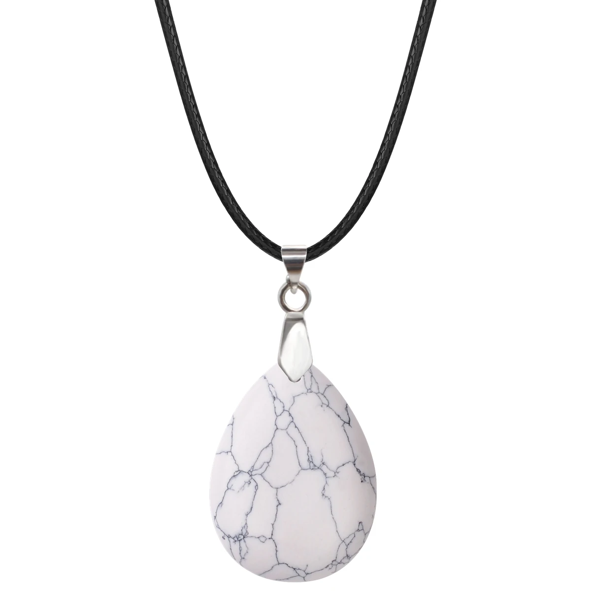 

Howlite 25x35MM Teardrop Pendant Stone Necklace for Women Men Healing Chakra Crystal Spiritual Waterdrop Jewelry
