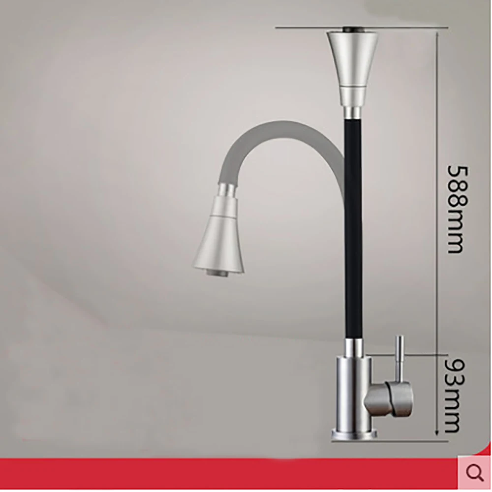 

Silica Gel Nose Any Direction Rotating Kitchen Faucet Cold and Hot Black Blue Water Mixer Pink Single Handle Kitchen Tap