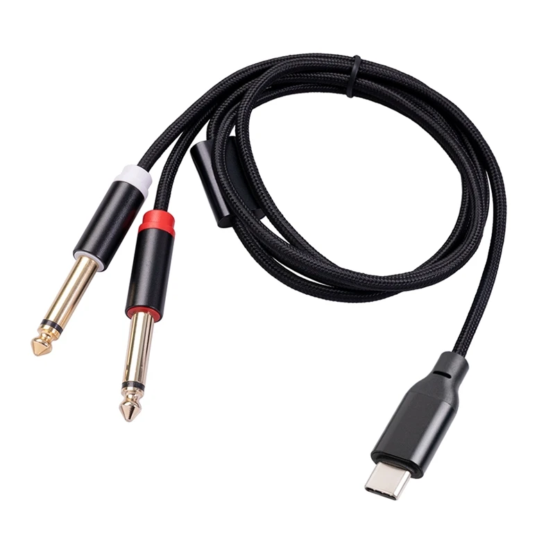 

USB C к двойному 6,35 мм стерео Y-разветвителю кабеля, ТРС аудио шнур для смартфона, планшета, ноутбука, усилителя, микшерной консоли