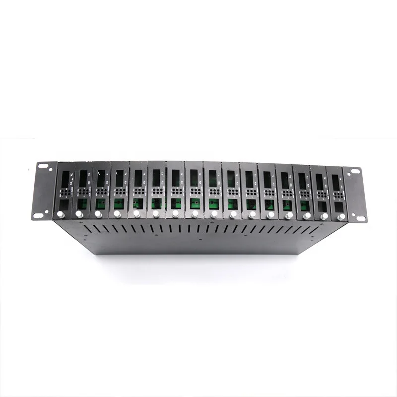 2u Rackmount dual power Chassis 16 Ports Fiber Media Converter Rack