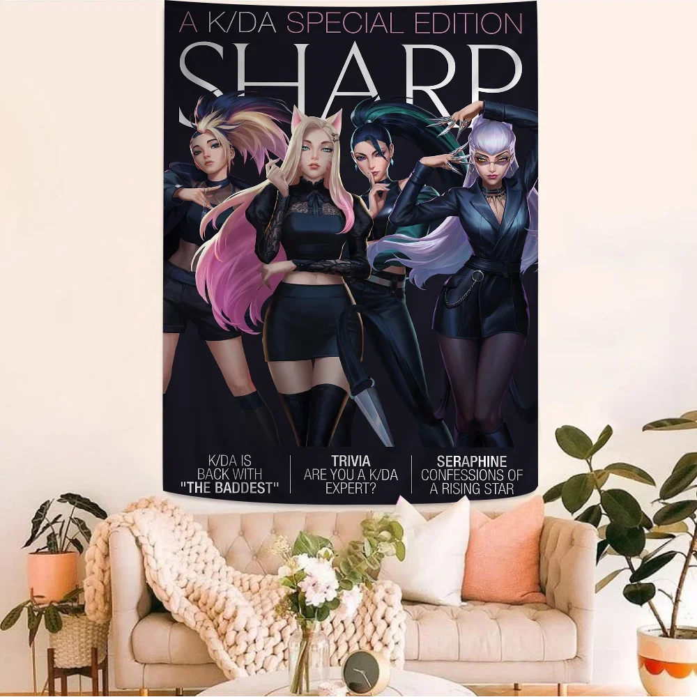 L-LOL-KDA Kaisa Ahri Akali Аниме Гобелен Богемный Настенный Декор Индийский Дизайн Будды