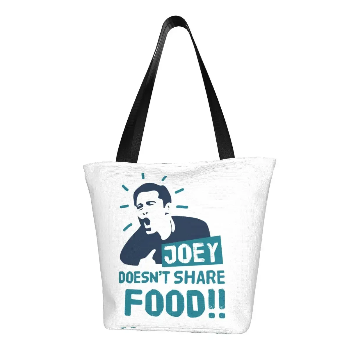 

TV Show Friends Grocery Shopping Tote Bag Women Joey Doesn't Share Food Canvas Shoulder Shopper Bags Large Capacity Handbag