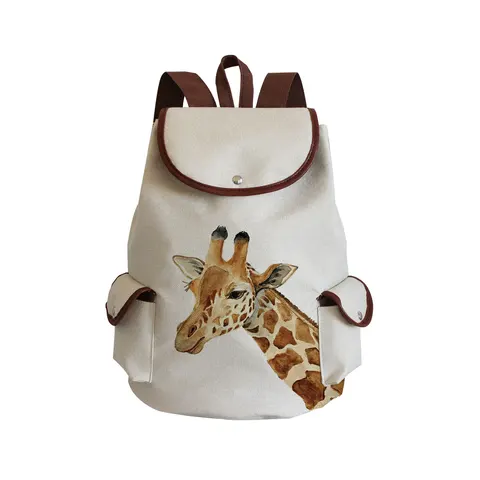 Портативный рюкзак для женщин, вместительный Повседневный дорожный ранец с акварельным принтом жирафов