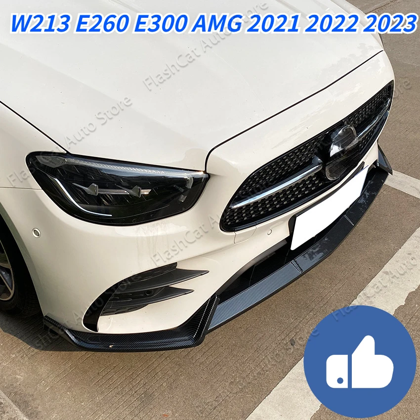 

Передний бампер для Mercedes Benz E Class W213 E260 E300 AMG 2021 2022 2023, комплект губ для кузова автомобиля, спойлер, утка, карбоновый вид, комплект кузова