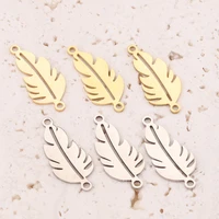 5pcs stainless steel double hole tropical leaf charms bohemia leaves pendants connectors diy jewelry making bracelet necklace