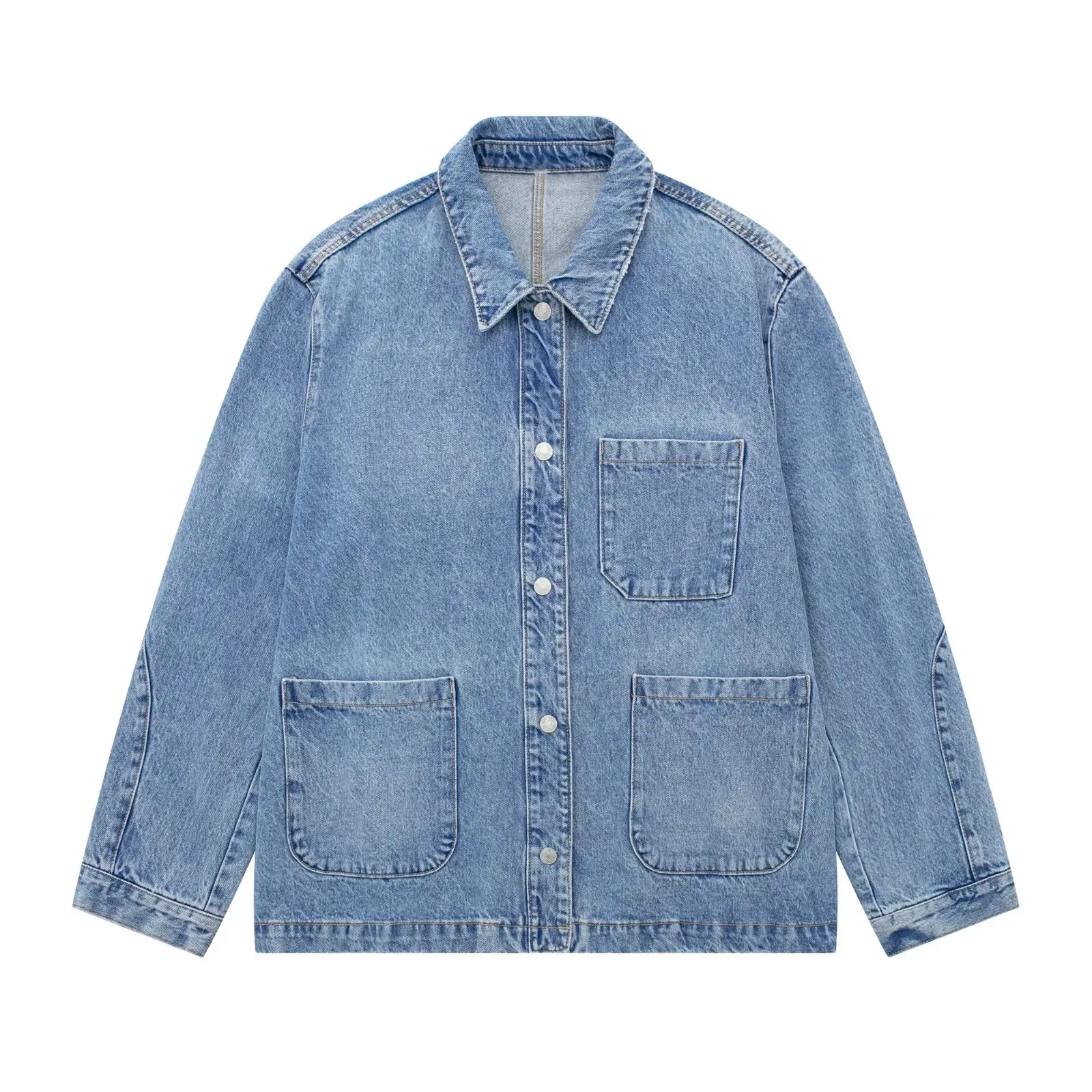 

Women 2023 Fashion With Studs loose Denim Jacket Coat Vintage Long Sleeve Female Outerwear Chic Tops