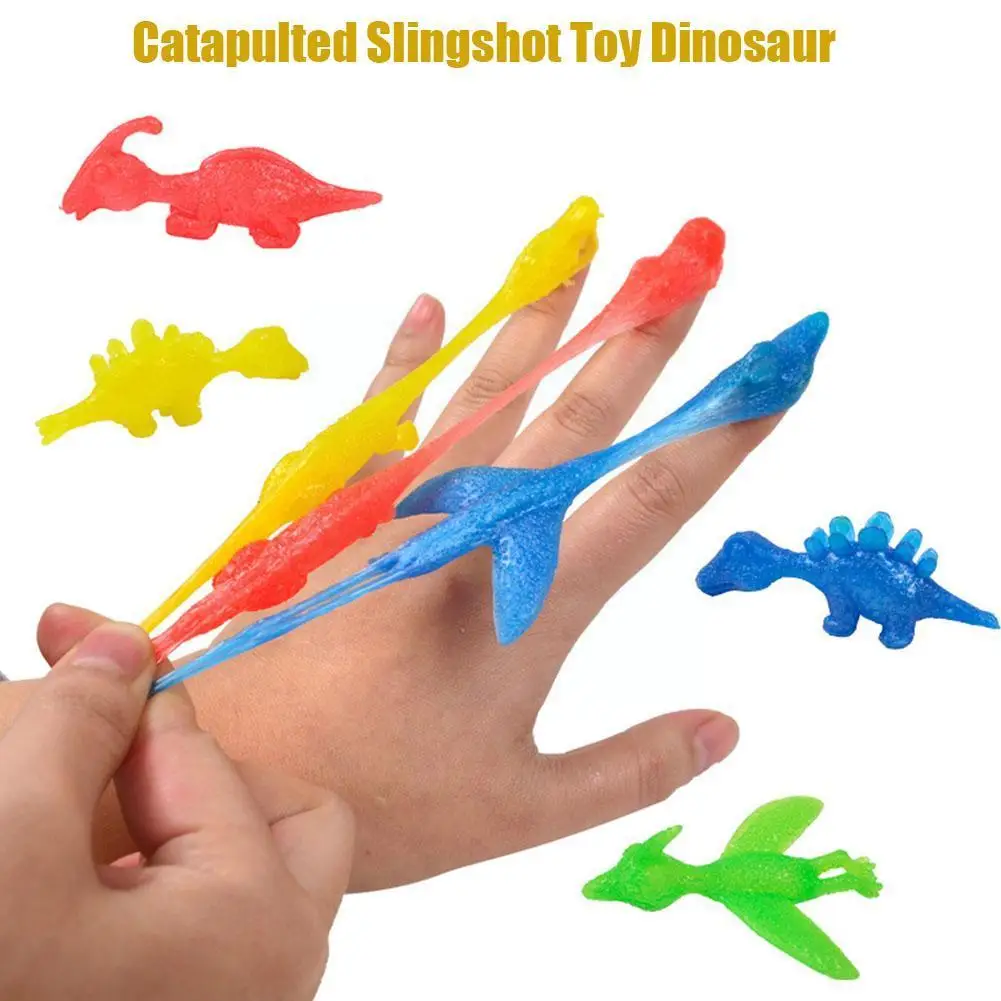 

1pc Dinosaur Toy Finger Launch Slingshot Tricky Fun Novelty Decompression Toy Turkey Catapult TPR Material Props Creative K8S1