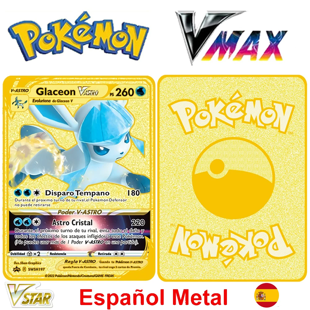 

Покемон, металлическая карта, Испанское золото, серия Vmax Vstar, Arceus, Charizard, Покемон, испанские буквы, железная Золотая игра, коллекционная игруш...