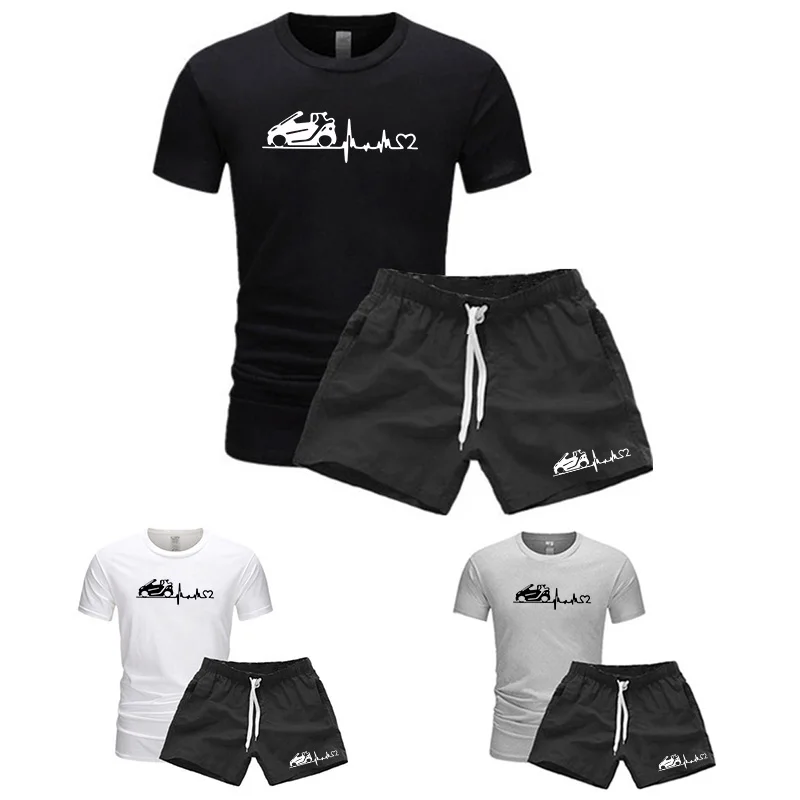 Fashion Men Short Sleeve Running Suits Casual Surfing Short Tracksuits Summer Printed Beach T Shirts and Shorts Outfits