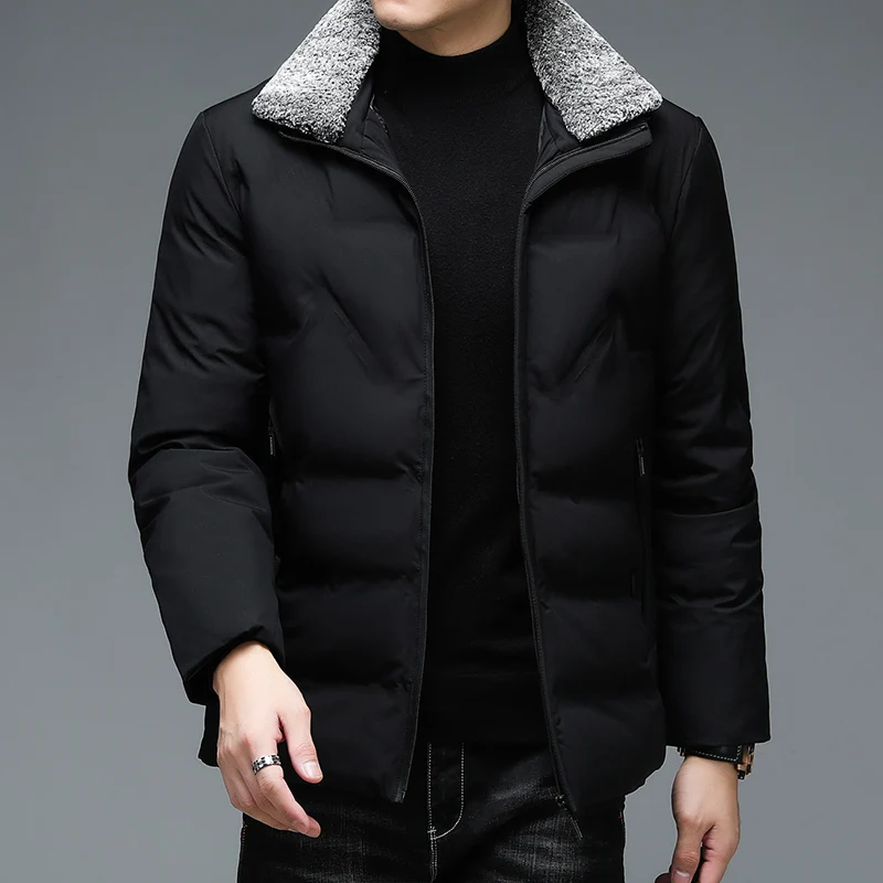 New Brand Casual Fashion Outerwear Men Padded Fur Collar Parkas Jacket Windbreaker Designer Coats Winter Warm Man Clothes