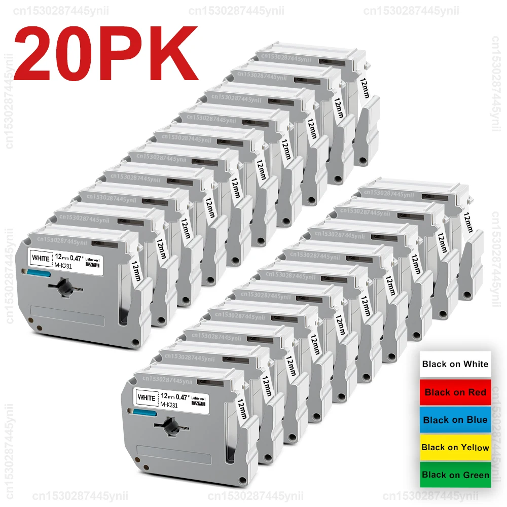 5/10/20PK MK-231 MK-131 Совместимая лента для этикеток Brother 12 мм M-K MK231 MK631 431 P-touch PT-70 PT-80 PT-90 Label