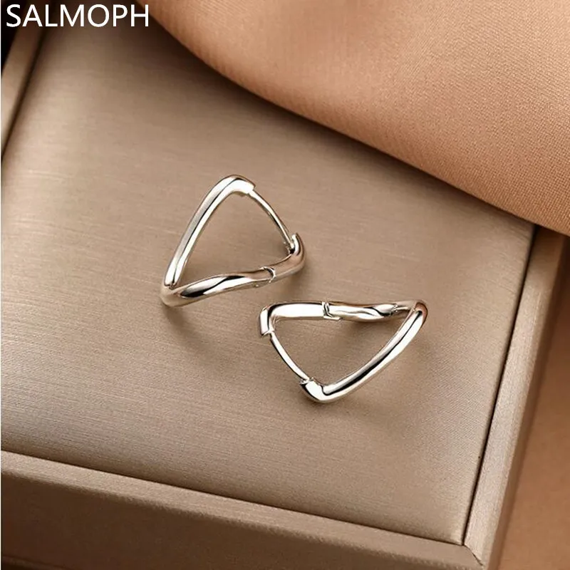 

2022 South Korea Geometric Distorted Klein S925 Silver Ear Buckles For Women Personality Restoring Ancient Ways Earrings Jewelry