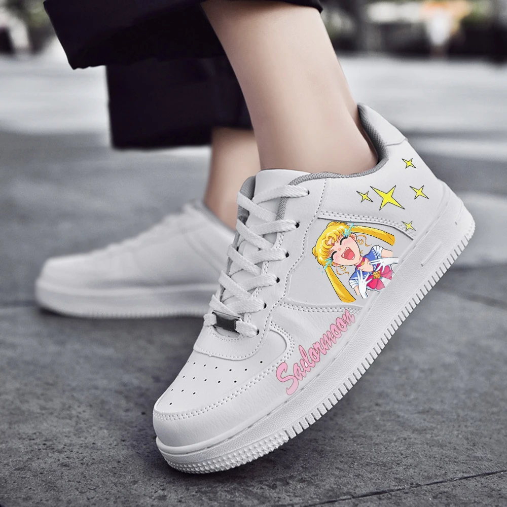 SAILOR MOON Fashion Men Women casual Shoes Male Platform Sneakers Girls Casual kateboarding Shoes flats 3D graffiti