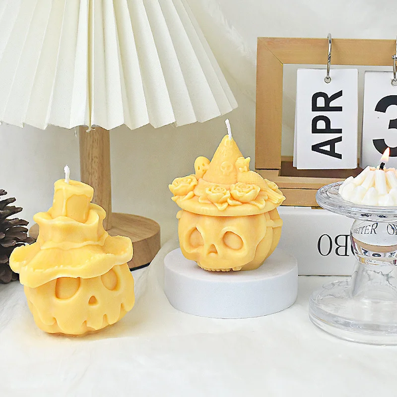 Pumpkin Ghost Silicone Mold Candle Mould Halloween Molds Witch Hat Scented Ornaments Plaster